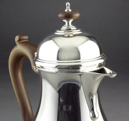 Early Georgian Reproduction Silver Tea Set - Bullet Teapot, Hot Water Jug, Sparrow Beak Milk Jug, Sugarbowl